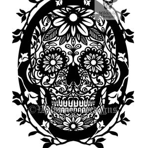 Persönlichen Gebrauch, Vinyl-Vorlage, SVG, JPEG, Herbst Zucker Schädel Papier schneiden Vorlage, Tag der Toten Vorlage, Schädel Clipart, Schädel-Vorlage