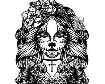 Chez_amanda papier snijden sjabloon, persoonlijk gebruik, Vinyl sjabloon, SVG, JPEG, Halloween sjabloon, dag van de dode de sjabloon gotische