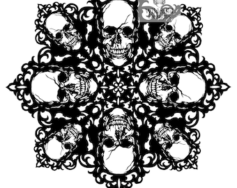 gothic cameo skull mandala paper cutting template personal etsy