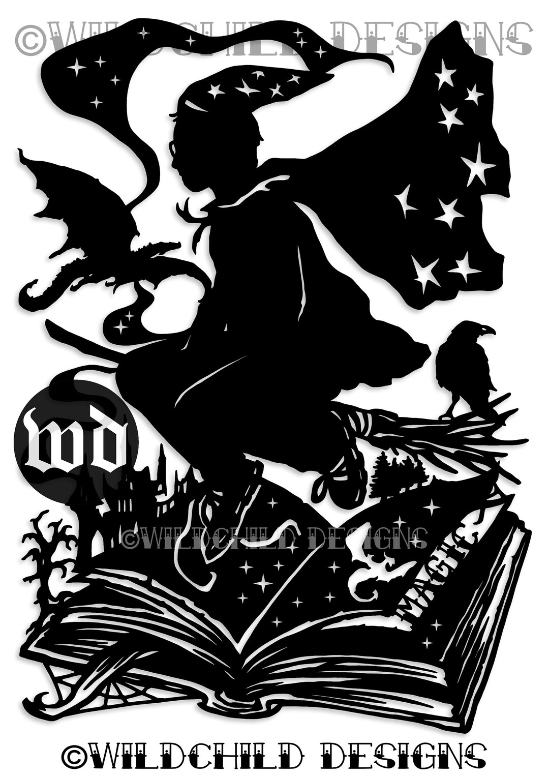 Wizard Boy Story Book Papercutting Template, Vinyl Template, SVG, JPEG ...
