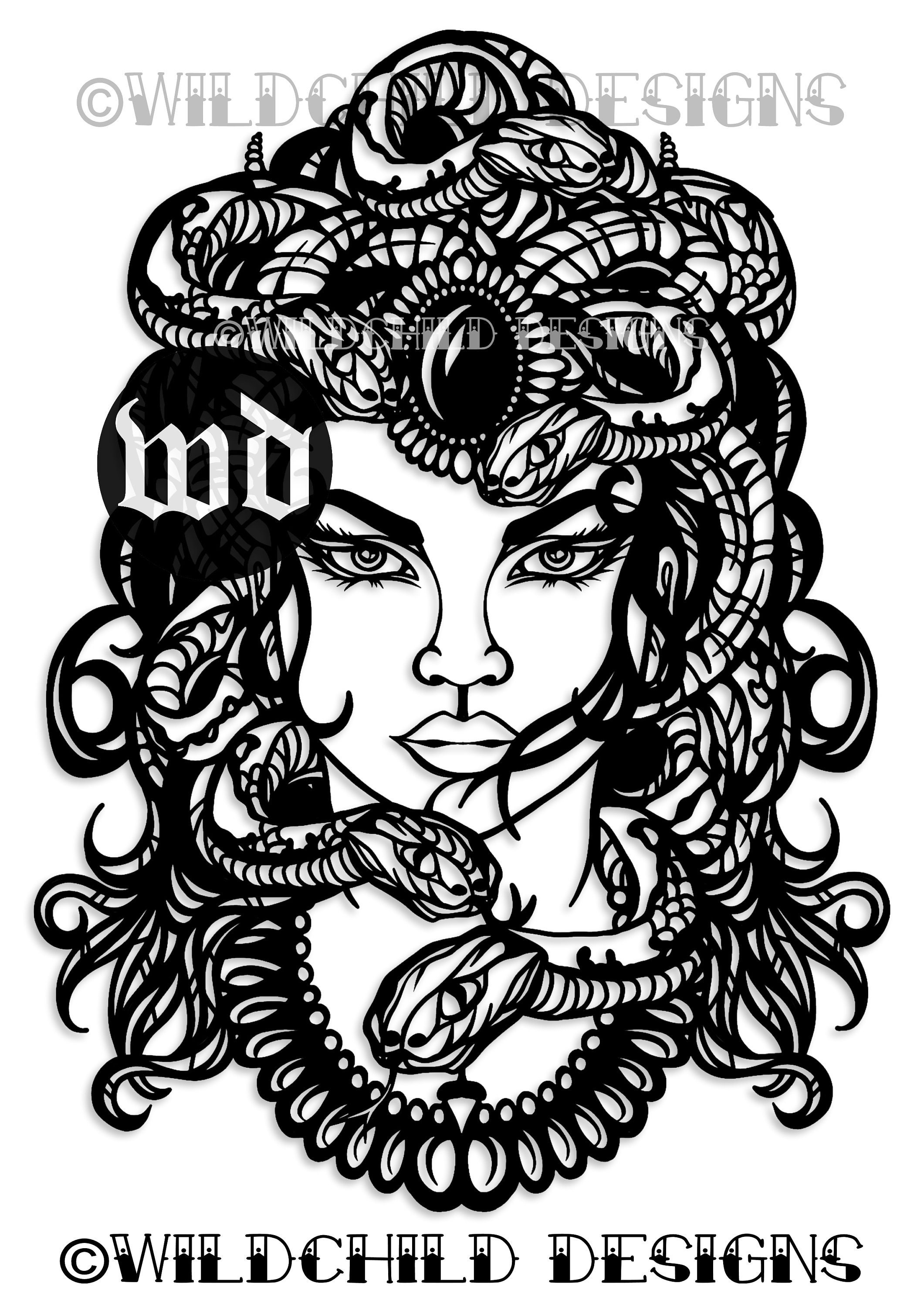 Medusa Paper Cutting Template Personal Use Tattoo Style Etsy. 