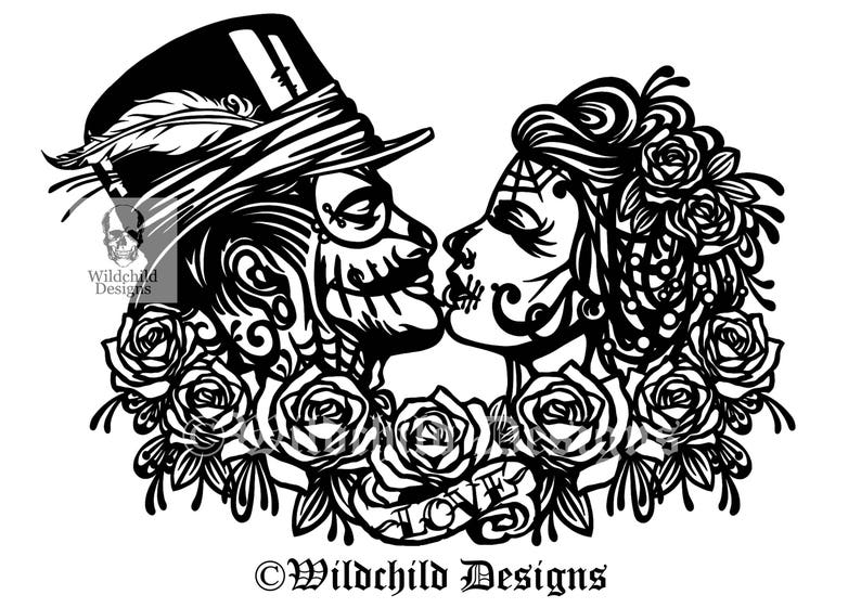 Download Gothic Wedding Couple Papercutting Template Personal Use ...