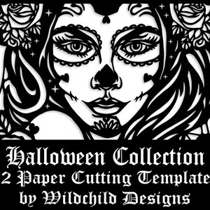 12 x Halloween Themed Paper Cutting Templates, Commercial Use Templates, Wildchild Designs, Gothic Collection JPEG, SVG, Vinyl Templates