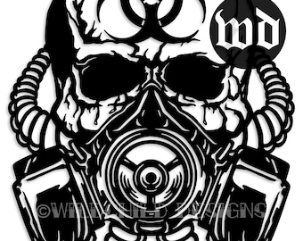 Biohazard Skull Papercutting Template, Personal Use, Vinyl Template, SVG, JPEG, Gas Mask Papercutting Template, Gas Mask Tattoo Template
