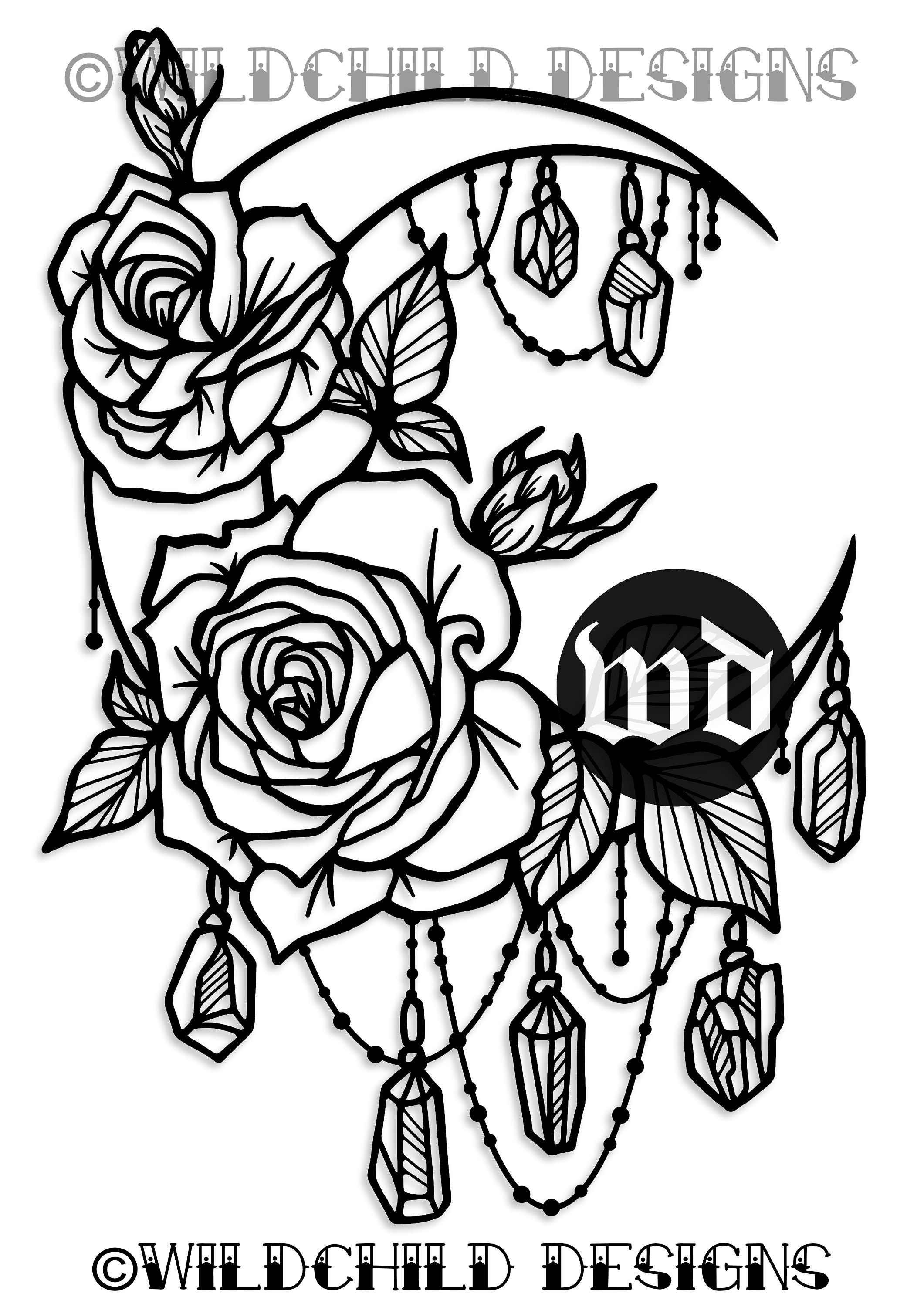 Moon and Roses Dreamcatcher Paper Cutting Template Dream - Etsy