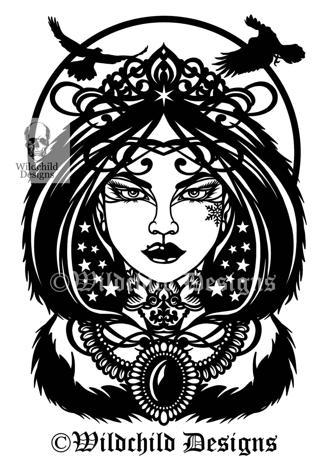 Winter Goddess Papercutting Template, Vinyl Template, SVG, JPEG ...