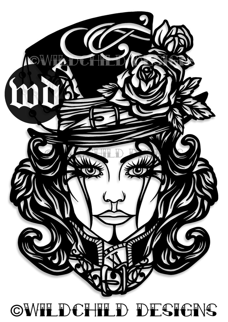 Download Mad Hatter Papercutting Template Alice in Wonderland | Etsy