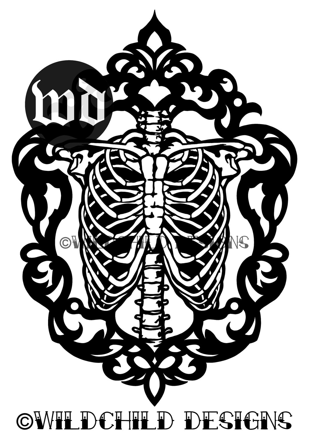 Cameo Rib Cage Papercutting Template, Anatomical Template, Vinyl ...