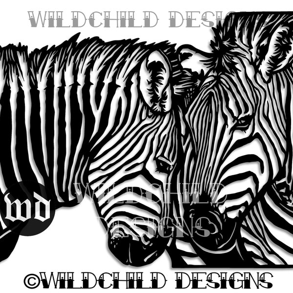 Loving Zebras Papercutting Template, Vinyl Template, SVG JPEG, Personal Use, SVG File for Cricut Cameo Silhouette Cutting Machine, Animal