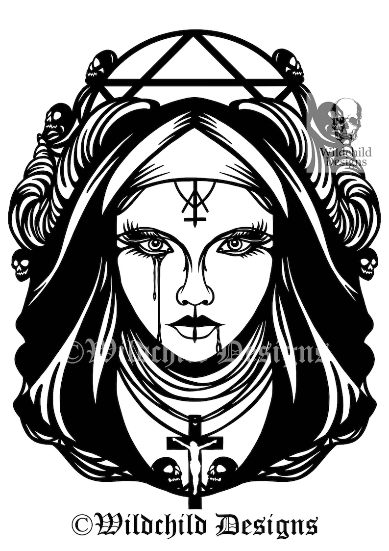 Tattoo Style Nun Paper Cutting Template Commercial Use Vinyl | Etsy