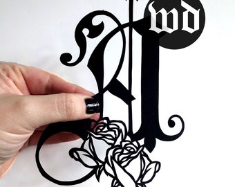 Gothic Alphabet with Roses A-Z Papercutting Templates, Vinyl Templates, JPEG, SVG, Commercial Use, Wildchild Designs, Gothic Monogram,