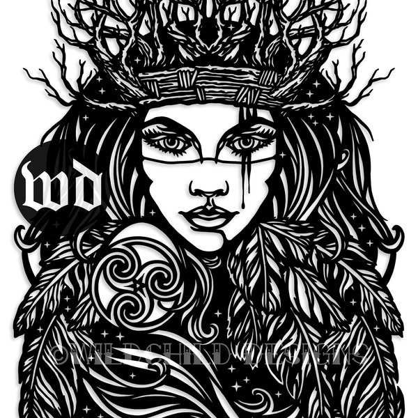 Danu the Celtic Goddess Papercutting Template, Vinyl Template, SVG, JPEG, Personal Use, Pagan Template, Earth Template, Wiccan Template