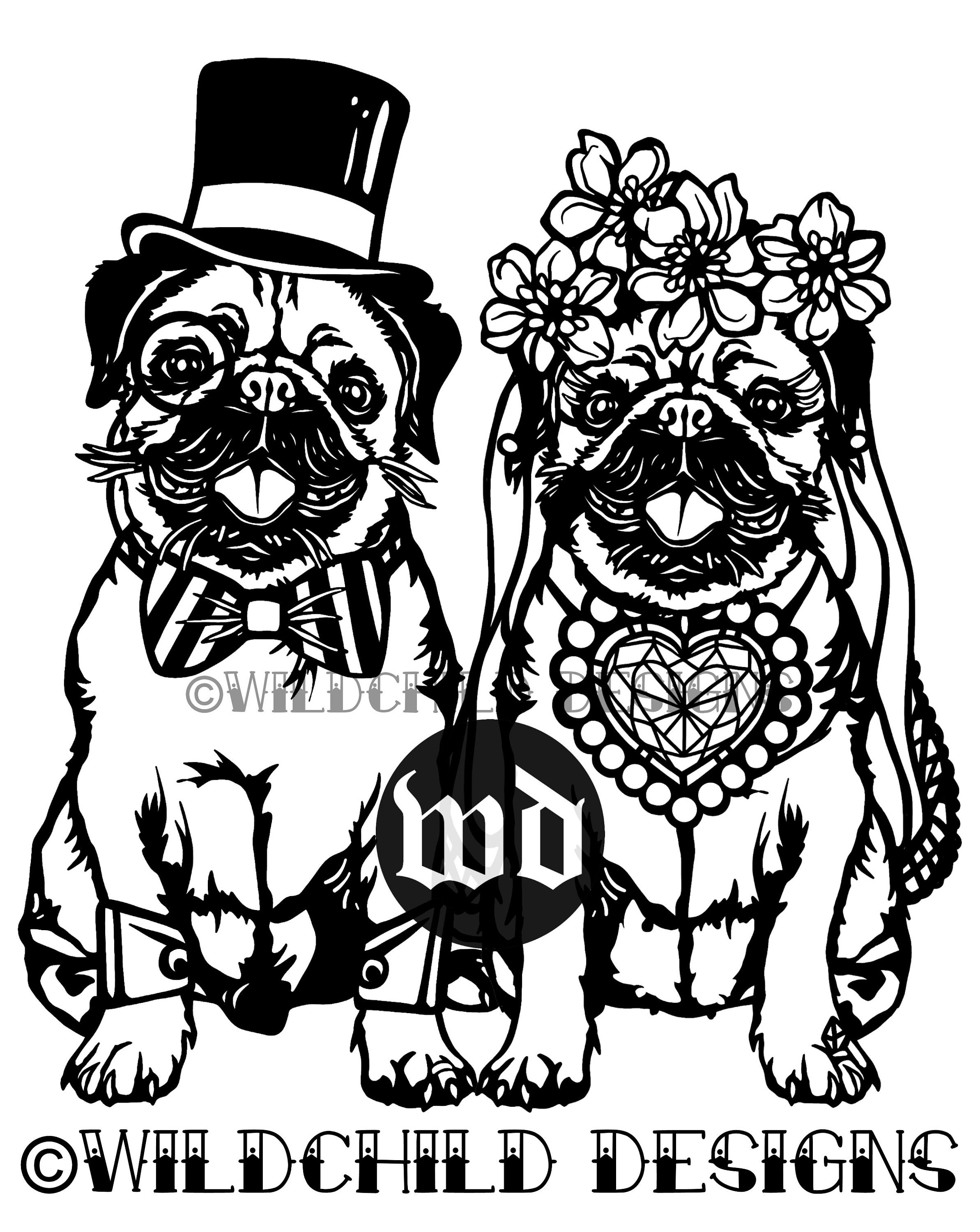 Verheiratet Mops paar Papierschnitt Vorlage VinylVorlage Etsy