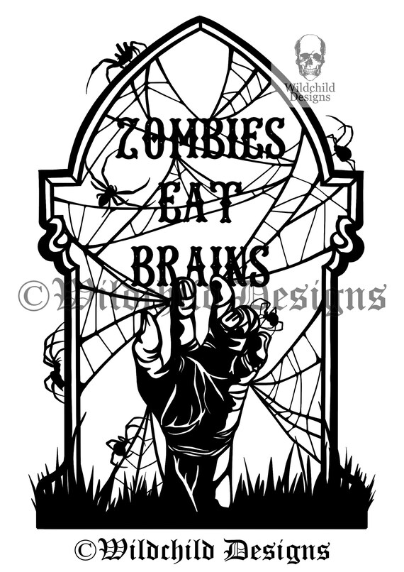 Download Free Zombies Eat Brains Paper Cutting Template Commercial Use Etsy SVG Cut Files