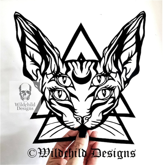 Tatouage Chat Sphynx Papercutting Modele Svg Jpeg Modele De Etsy