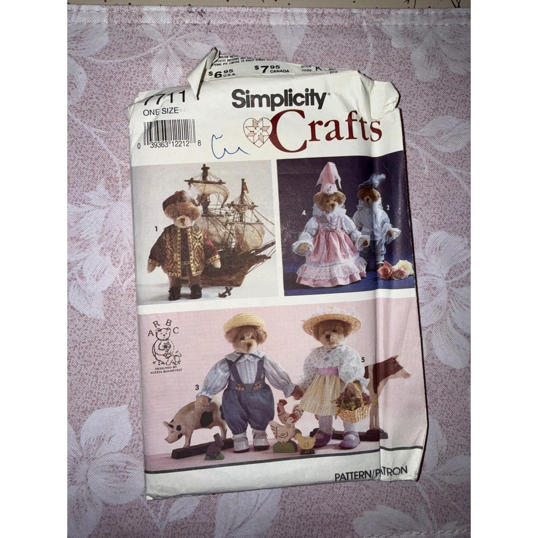 Simplicity 7711 Historical Teddy Bear Clothes Sewing Pattern Alexia ...
