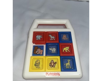VTG Playskool Slide Square Zoo Animals Toy 1990, preschool