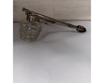 Vintage DeVilbiss Clear Faceted Glass Perfume Atomizer Silver Tone Spray Arm