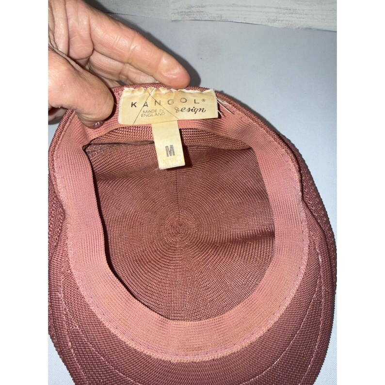 Vintage Kangol Design 504 Flat Cap Mauve Pink Made in England Mens Medium Hat image 3