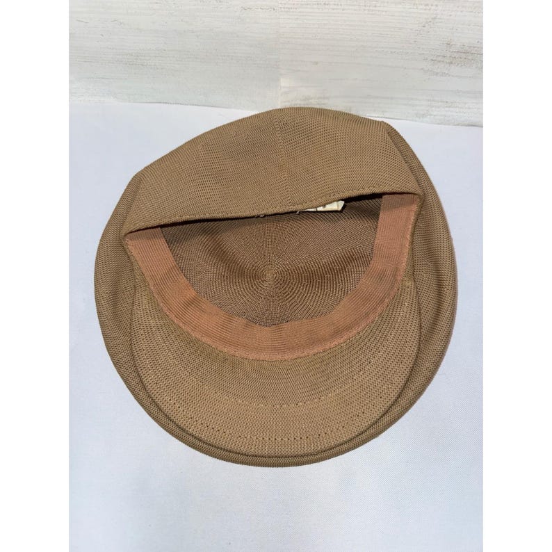Vintage Kangol Design Beret Flat Cap Tan Camel Knit Made in England Size M image 3