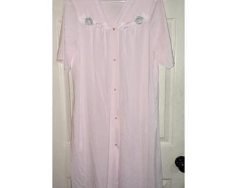 Vintage Shadowline Pink Kurzarm Knielang Rose Knospen M