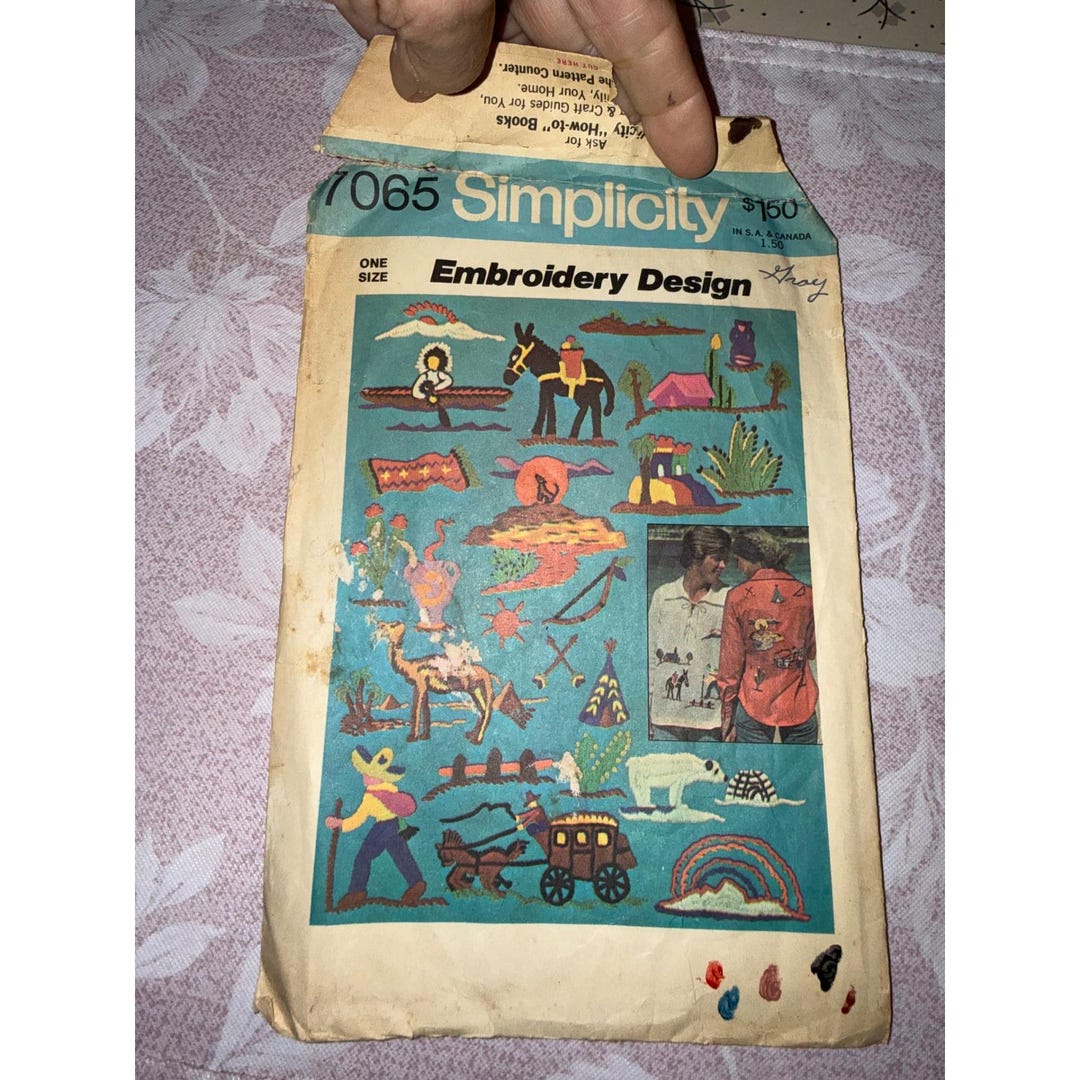 Vintage 1975 Simplicity 7065 Embroidery Design Transfer Scenic Motifs ...