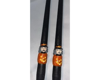Halloween Taper Candle 10" Tall Set Lot Of 2 Witch New Vintage