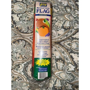 Meadow Creek Cornucopia Skulpterad Flagga 28x40 Nylon Applikation Thanksgiving Vintage