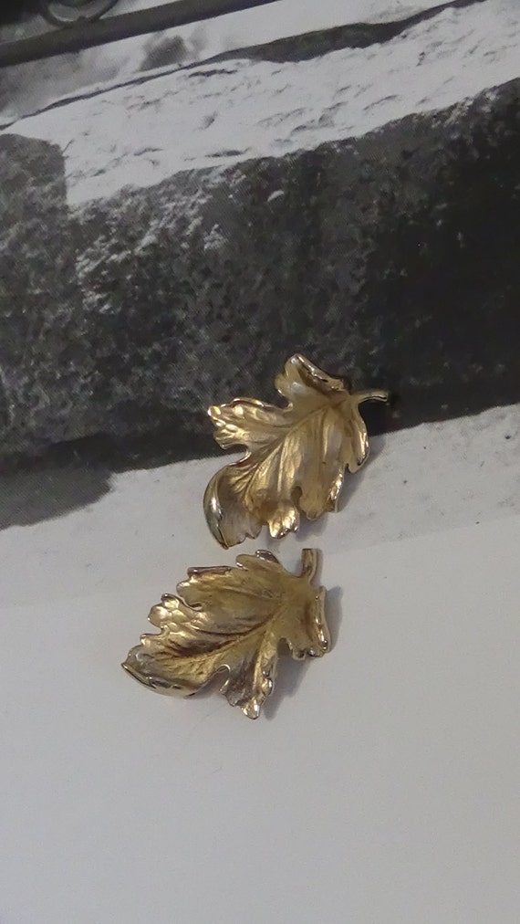 Sterling Silver Napier Leaf Earrings, Napier Gold 