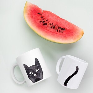 Peekaboo Watercolor Cat Mug - Black Cat - Funny Cat Mug - Cat Coffee Cup - Cat Lover Gift - Cat Gifts - Ceramic Mug