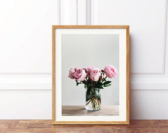 Peony Bouquet Vase Print - Affiche - Imprimé Floral - Imprimé Botanique - Pink Wall Art