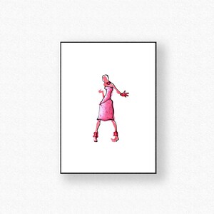 Mode Illustratie Roze Silhouet - Mode Illustratie - Aquarel - Inkt - Pastels - Parijs