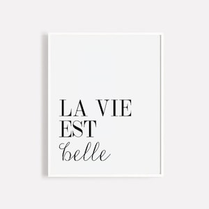 La Vie Est Belle Poster - Quote Print - French Print - Typography - Inspiration Quote - Wall Art - Home Decor