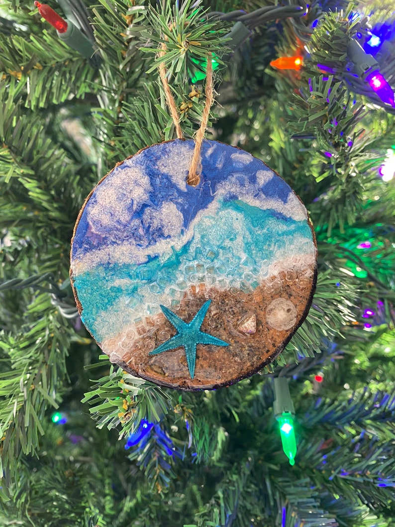 Seascape ocean beach Christmas ornament  Etsy