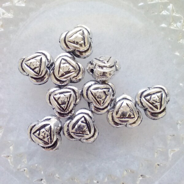 Reserved for Kristy Jo ~ 11X11X6mm .925 Silver Flower Spacer Beads - 10 beads