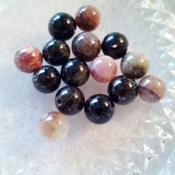 Reserved for Kristy Jo ~ 8mm Natural Tourmaline Gemstone Beads - 15 beads