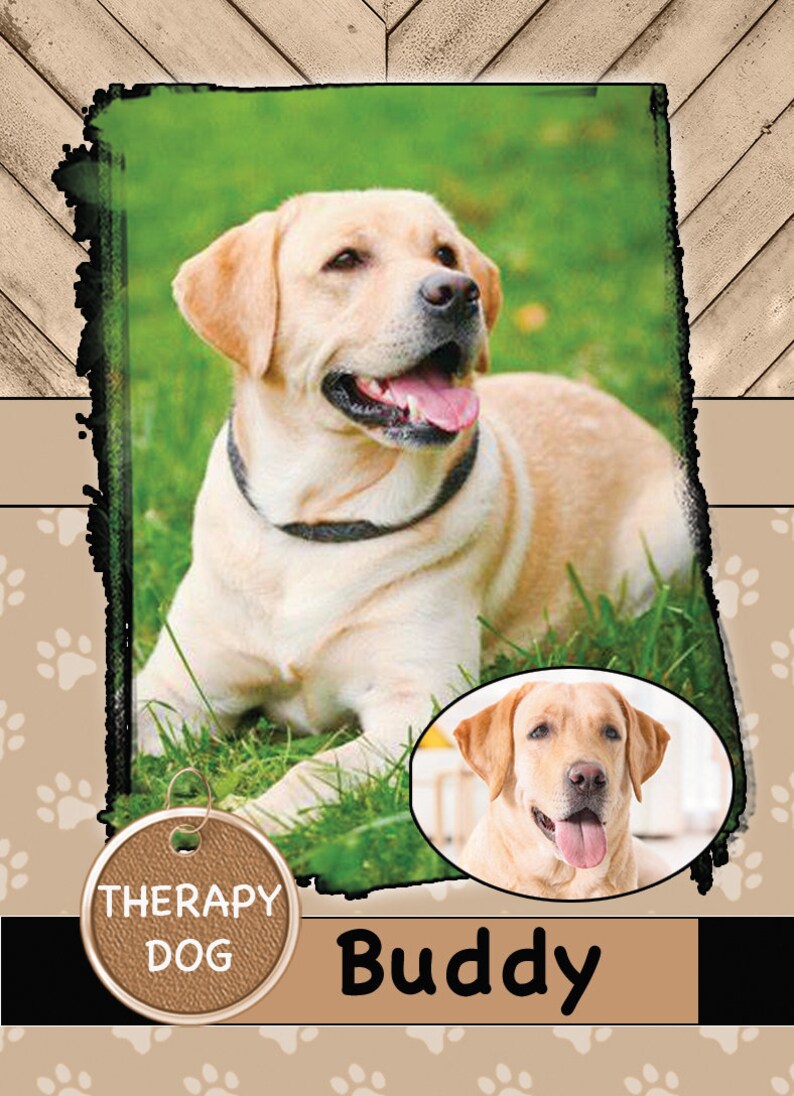 Rustic Custom Therapy Dog Trading Cards Custom Dog Trading Etsy
