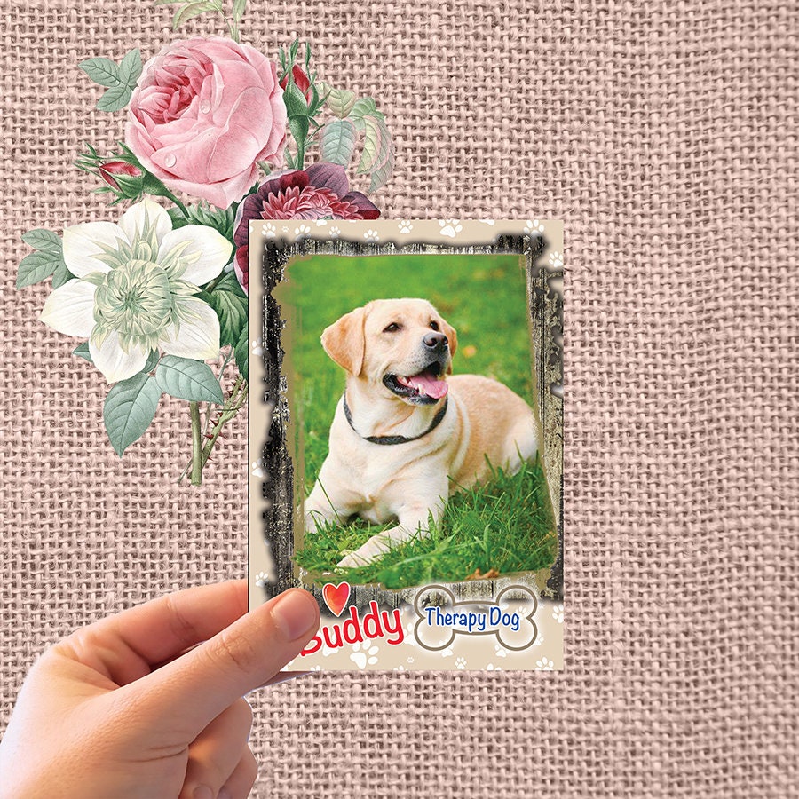 Rustic Custom Therapy Dog Trading Cards Custom Dog Trading Etsy