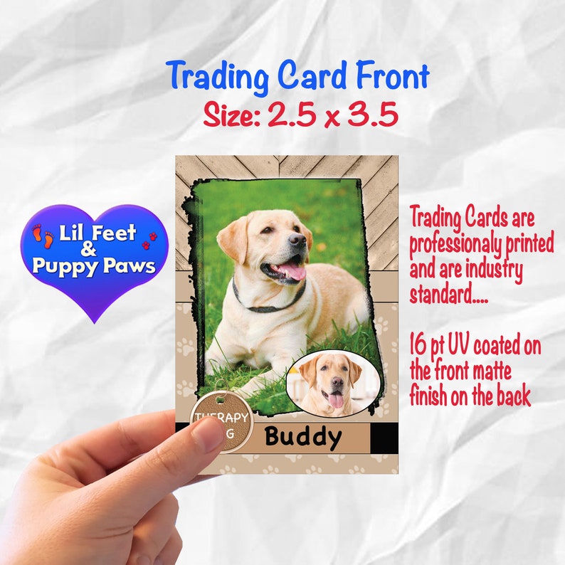 Rustic Custom Therapy Dog Trading Cards Custom Dog Trading Etsy