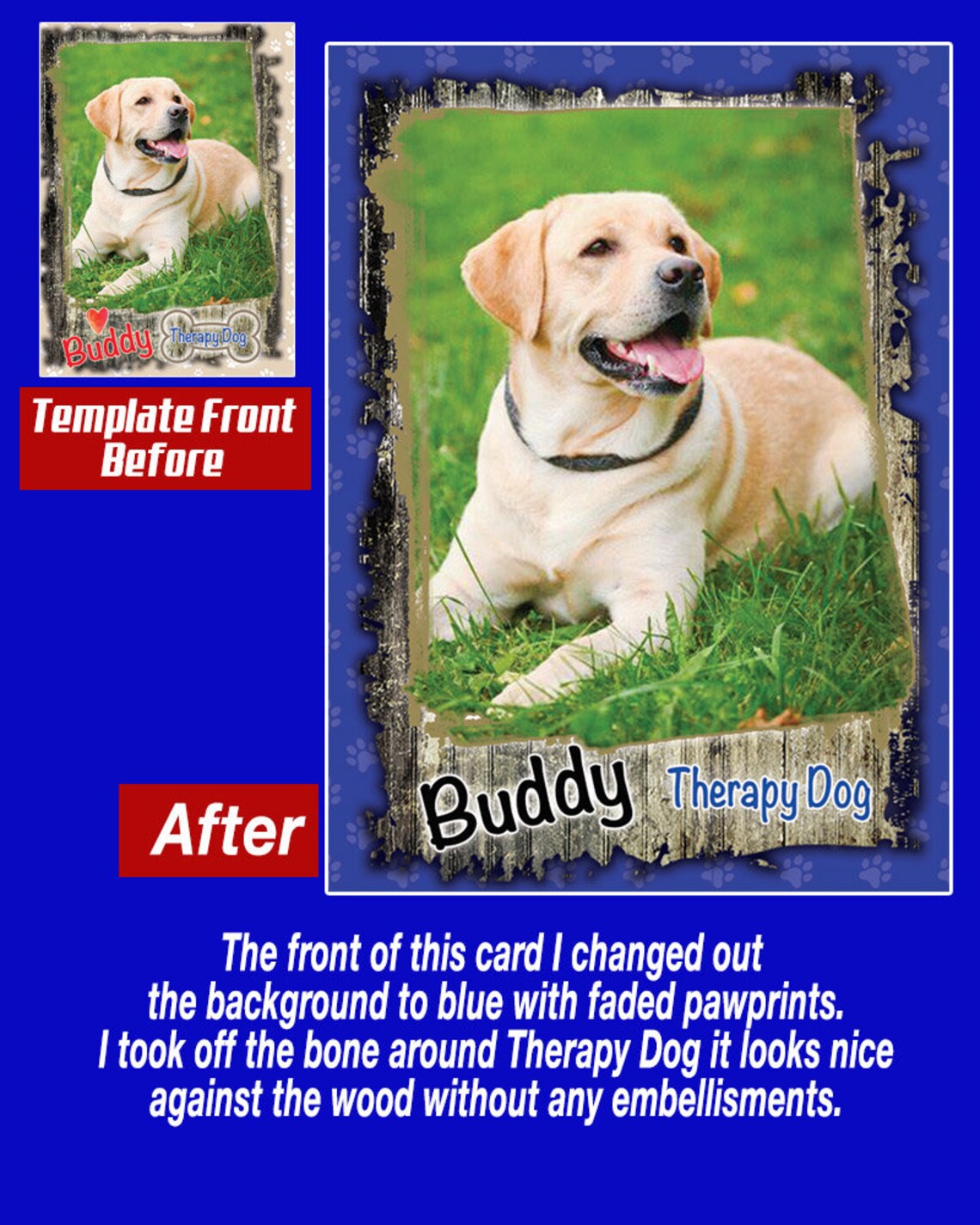 Rustic Custom Therapy Dog Trading Cards Custom Dog Trading Etsy