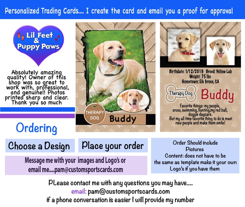 Rustic Custom Therapy Dog Trading Cards Custom Dog Trading Etsy