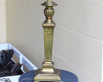 Vintage Art Deco Brass Electric Table Lamp Square Base