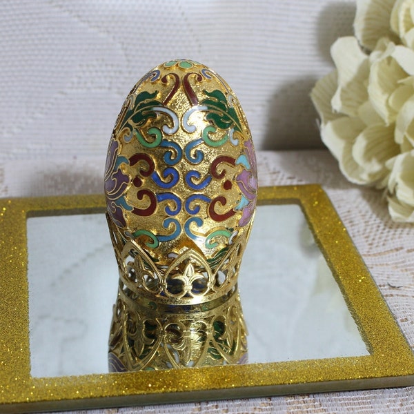 1988 Franklin Mint Collector's Treasury of Egg, Metal Raised Cloisonne Art Egg