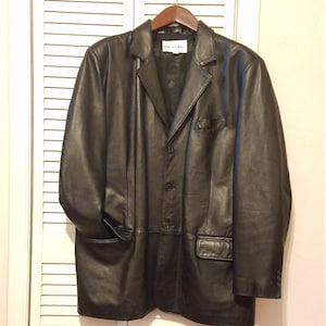 Vintage Men&#39;s Black Leather Jacket XL - Bullock & Jones - Made in USA