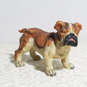 Vintage English Bulldog  Figurine,  Bisque Porcelain Dog