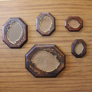 Vintage Faux Wood Octagonal Picture Frame Set - British Design