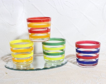 Vintage Horizontal Colorful Stripe Lines Tumblers Set of 4