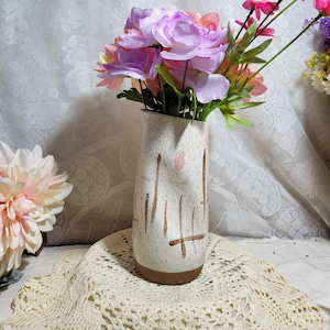 Vintage Pottery Pitcher, Handleless Modern Style Vase / Pitcher