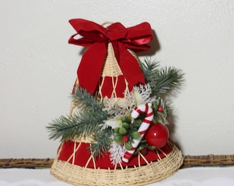 wicker large christmas bell with evergreen and candy cane wall door holiday decoration - Large Christmas Bells Decorations wicker large christmas bell with evergreen and candy cane wall door holiday decoration - Large Christmas Bells Decorations