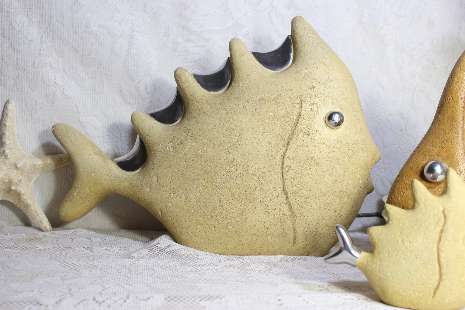 Large Decorative Fish Sculptures Figurines Stone Resin With Etsy